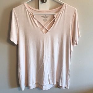 Light Pink Cross Detail American Eagle Shirt